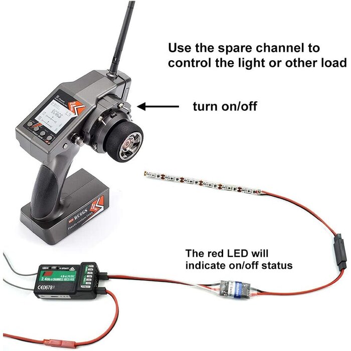 RCSW84 - elechawk RC Remote Controlled AUX On/Off Electronic Switch Relay for Car Truck Boat LED Light Drone (4A)