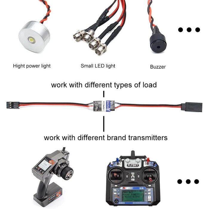 RCSW84 - elechawk RC Remote Controlled AUX On/Off Electronic Switch Relay for Car Truck Boat LED Light Drone (4A)