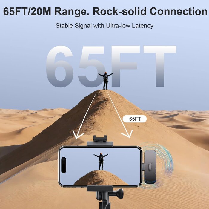 WM280 - Bulatry 2-Pack Wireless Mini Lavalier Lapel Microphone for iPhone, Android Phone(2 in 1) - 65ft Cordless Clip on Dual Mics with Noise Reduction 6H Working Time for Video Recording Vlogging, YouTube