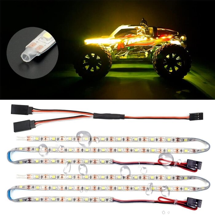 L-9-YLLW - elechawk Yellow Waterproof LED Light Strips for RC Cars Trucks Airplanes Boats Drones Fixed Wing AR Wing Model Underglow Light (Yellow)