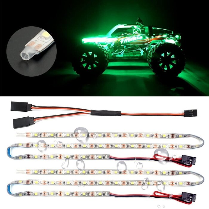 L-9-GRN - elechawk Green Waterproof LED Light Strips for RC Cars Trucks Airplanes Boats Drones Fixed Wing AR Wing Model Underglow Light (Green)