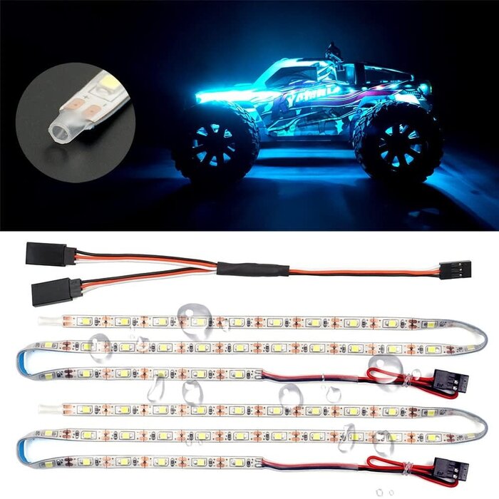 L-9-ICE-BLU - elechawk Ice Blue Waterproof LED Light Strips for RC Cars Trucks Airplanes Boats Drones Fixed Wing AR Wing Model Underglow Light (Ice Blue)