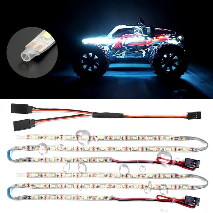 L-9-WHT - elechawk White Waterproof LED Light Strips for RC Cars Trucks Airplanes Boats Drones Fixed Wing AR Wing Model Underglow Light (White)
