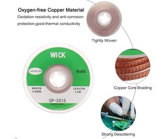 MECCANIXITY Solder Wick, No-Clean Soldering Wick Braid Desoldering Wick Braid With Flux(1.18"/3mm Width, 5Ft/1.5m Length)