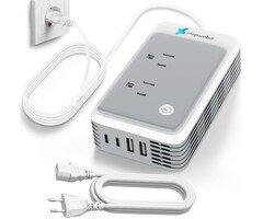 220V-110V-CONV-TC - Mapambo 220V to 110V Voltage Converter US to Europe for Curling Iron and Hair Straighteners, Power Converter for European Travel Plug Adapter with 2 USB A & 2 USB C Ports (Type C-Europe)