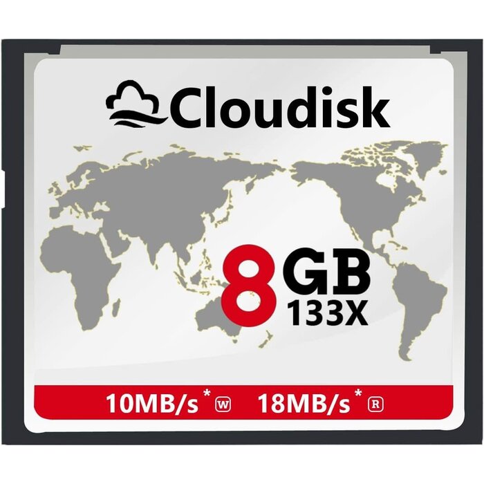 CF-8GB - Cloudisk Compact Flash Card 8GB 133X CF 2.0 Card Performance for DSLR Camera, Vintage Digital Camera and Industry Equipment (8 GB)
