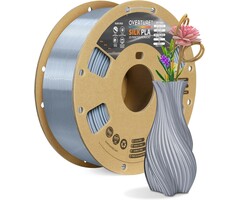 OVPLA-SLK-SLVR - OVERTURE Silk Silver PLA 1.75mm Dual Color Filament, Clog-Free Shiny 3D Printer Filament, 1kg Spool(2.2lbs), Dimensional Accuracy +/- 0.02 mm, Fit Most FDM Printer (Silk Silver)