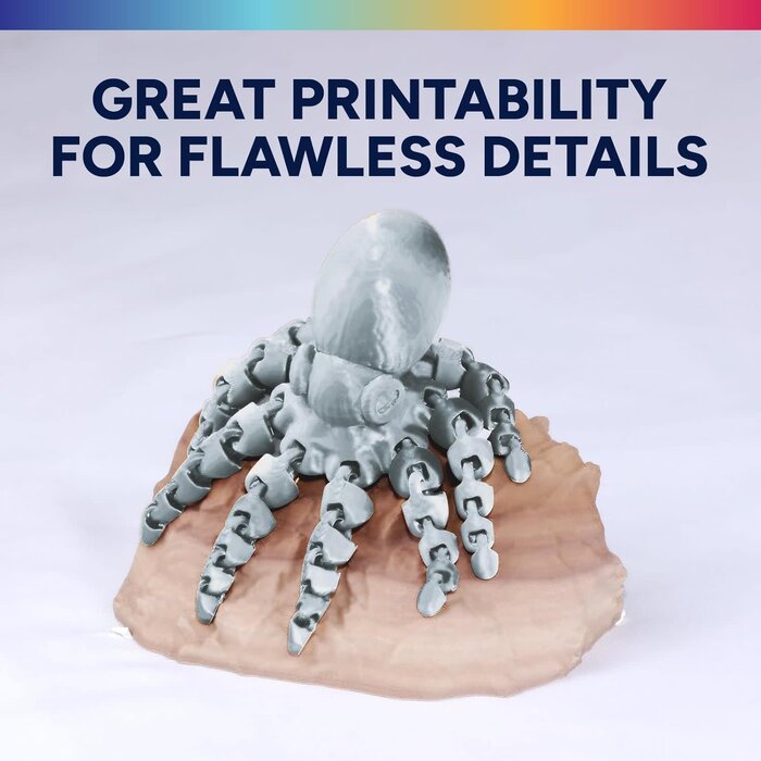 OVPLA-SLK-SLVR - OVERTURE Silk Silver PLA 1.75mm Dual Color Filament, Clog-Free Shiny 3D Printer Filament, 1kg Spool(2.2lbs), Dimensional Accuracy +/- 0.02 mm, Fit Most FDM Printer (Silk Silver)