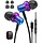 LME577 - iMangoo Design for Apple MFi-Certified Wired Earbuds for Lightning Headphones Magnetic Wire Earphones Corded with Microphone Volume Control for iPhone 14 Plus 13 Pro Max 12 Mini 11 10 XS XR Purple