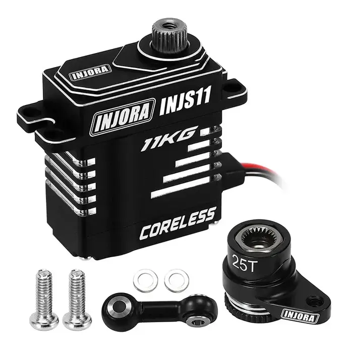 INJORA GROM-11BK-INJS11 - INJORA Aluminum INJS11 Servo with Servo Saver Set for Arrma Mojave Typhon Granite Grom Losi Nascar