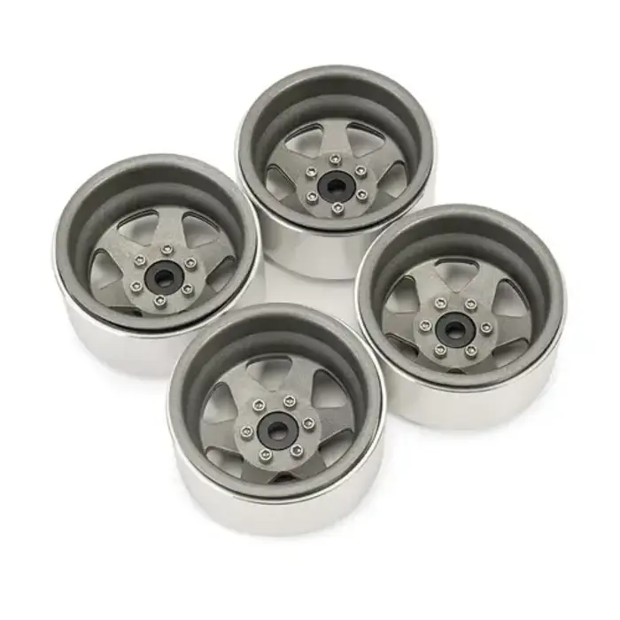 INJORA YQW-1948GL - INJORA 1.9" Offset -8.9mm Deep Dish Stamped Beadlock Wheel Rims for 1/10 RC Crawlers (4) Gray