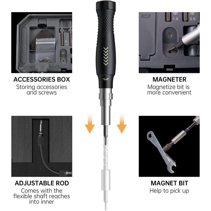 FO164 - JAKEMY Precision Screwdriver Set, Laptop Tool Kit, 164 in 1 Professional Computer Screwdrivers Repair Kit with T5 T6 Torx Screwdriver for Eyeglass, Ph