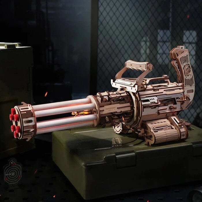 ROELQA01 - Rotating Barrel Machine Gun Toy 3D Wooden Puzzle