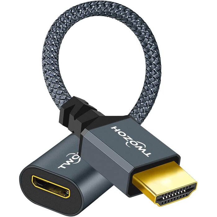 Twozoh HDMI/M-MINI-HDMI/F - Twozoh HDMI Male to Mini HDMI Female Adapter Cable, Male HDMI to Female Mini HDMI Cable Adapter (A Type to C Type) 3D/4K 1080p HDMI 2.0 (20cm/0.6ft)