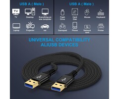 USB-A-USB-A-10ft - ANDHOT USB to USB Cable, 10 FT USB-A to USB-A Male to Male USBCable Double End USB3.0 Cable A to A Data Transfer Cord for Laptop Cooling Pad,Soundbar,Monitor,TV,KVM,DVD Player,Hard Drive Enclosures