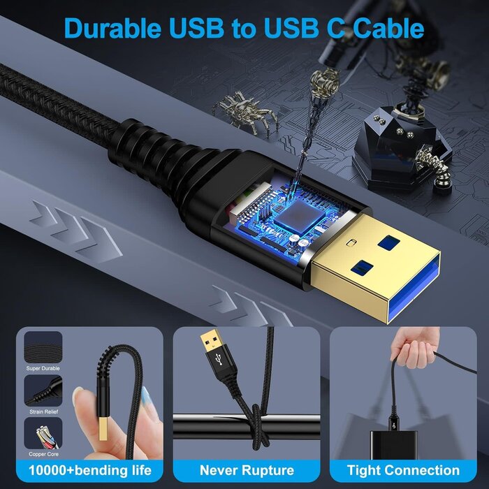 USB-A-USB-A-10ft - ANDHOT USB to USB Cable, 10 FT USB-A to USB-A Male to Male USBCable Double End USB3.0 Cable A to A Data Transfer Cord for Laptop Cooling Pad,Soundbar,Monitor,TV,KVM,DVD Player,Hard Drive Enclosures