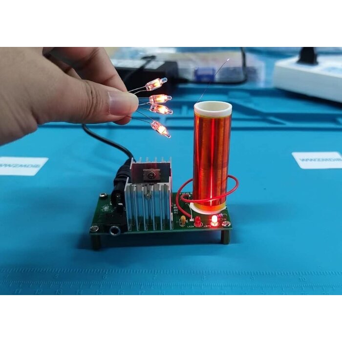 TESLA-COIL-KIT - WWZMDiB Mini DIY Tesla Coil Kit Practice Soldering Project Electronic Kit for Adults which can Sing, wirelessly Transmit Electricity, Light Fluorescent Lamps, and Have Wonderful arcs.