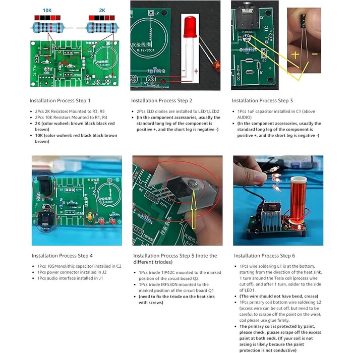 TESLA-COIL-KIT - WWZMDiB Mini DIY Tesla Coil Kit Practice Soldering Project Electronic Kit for Adults which can Sing, wirelessly Transmit Electricity, Light Fluorescent Lamps, and Have Wonderful arcs.