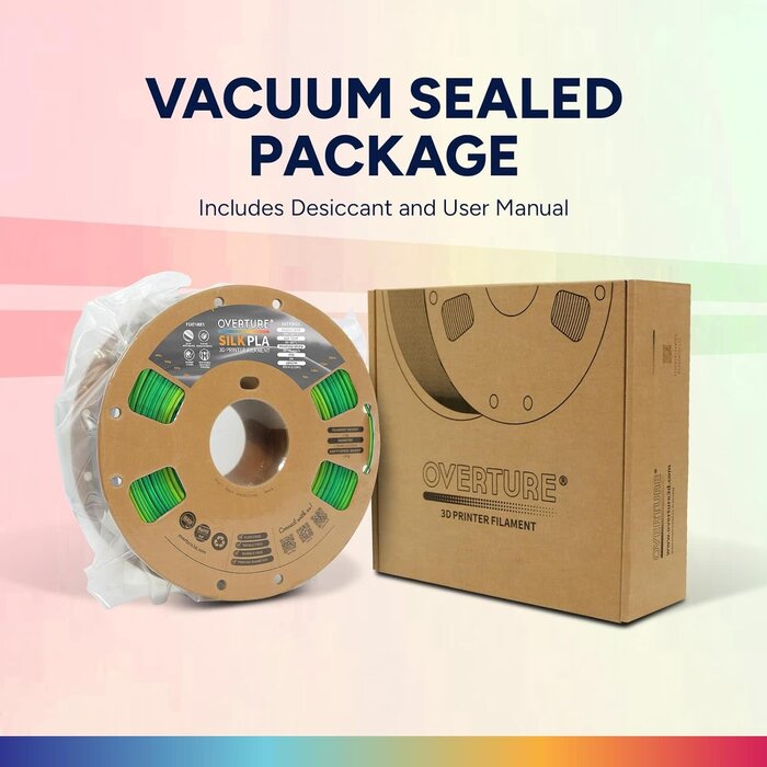 OVPLA-SLK-TRPC - OVERTURE Silk PLA Rainbow Filament 1.75mm, Bi-Color Shiny PLA Finish, Smooth & Glossy, 1kg Spool (2.2lbs), Ideal for Cosplay Jewelry & Home Decor (Silk Tropic)