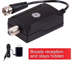 42178-3 - GE Indoor HD Digital TV Antenna Amplifier, Low Noise Antenna Signal Booster, Clears Up Pixelated Low-Strength Channels, Supports HD Smart TV VHF UHF, AC Adapter, Black, 42178