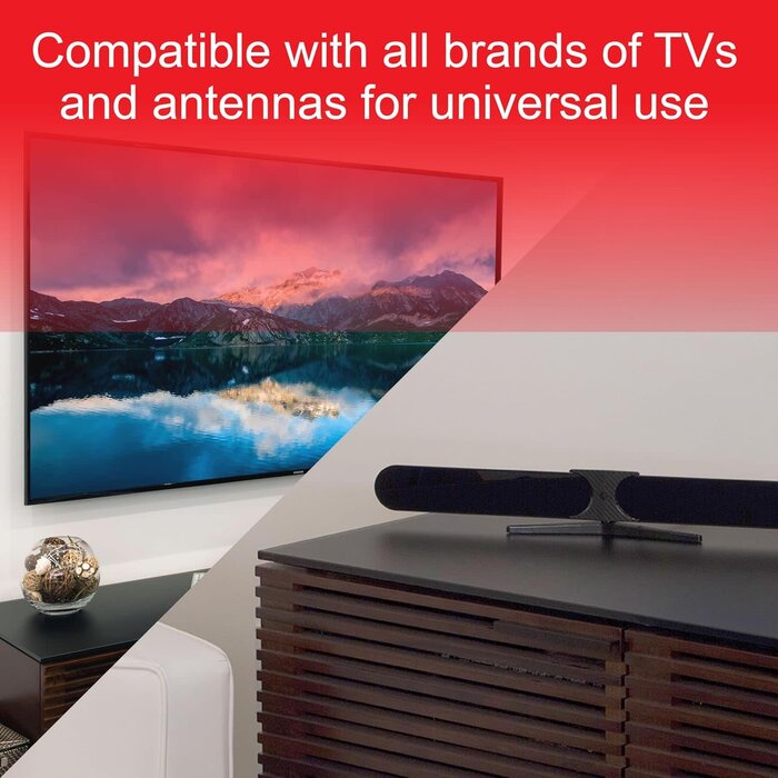 42178-3 - GE Indoor HD Digital TV Antenna Amplifier, Low Noise Antenna Signal Booster, Clears Up Pixelated Low-Strength Channels, Supports HD Smart TV VHF UHF, AC Adapter, Black, 42178