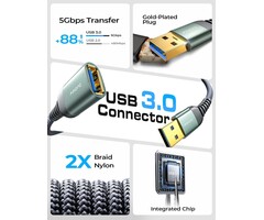 6ft A-Male to A-Female SuperSpeed USB 3.0 Extension Cable (6.56ft) 6ft