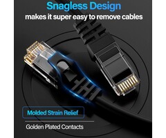 CAT-6-14FT - Cat6 Ethernet Cable 10Gbps 14 ft, UTP Ethernet Cable Cat 6, Flexible Bare Copper Cat6 Cable, Cat 6 Network Cable for Server, Data Center, Black