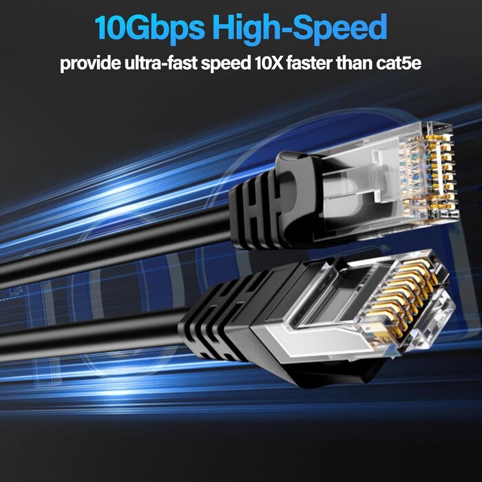 CAT-6-14FT - Cat6 Ethernet Cable 10Gbps 14 ft, UTP Ethernet Cable Cat 6, Flexible Bare Copper Cat6 Cable, Cat 6 Network Cable for Server, Data Center, Black