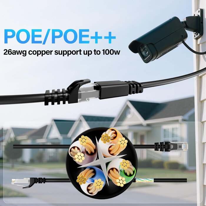 CAT-6-14FT - Cat6 Ethernet Cable 10Gbps 14 ft, UTP Ethernet Cable Cat 6, Flexible Bare Copper Cat6 Cable, Cat 6 Network Cable for Server, Data Center, Black