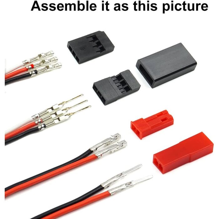 CWK-SYF254-FM02 - elechawk 55 Set Servo Plug Male Female Connector Crimp Pin Cable Kit with Crimping Tool Compatible JST SYP Futaba for Hitec Spektrum RC