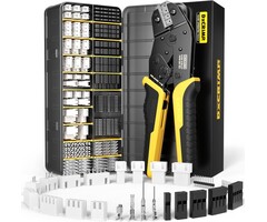 JST-DX-1 - DXCRIMP Crimping Tool Connector Kit, 23 Types of JST-XH 2.5mm and Dupont 2.54mm Connectors, 32-20 AWG Ratchet Crimping Pliers for JST, Dupont, KF2510, Molex, AMP EI-Serie