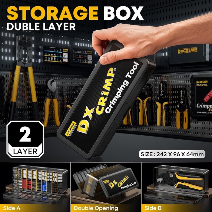 D2032-1 - DXCRIMP Crimping Tool Connector Kit, 20 Types of JST-XH/SYP 2.5mm and 2.54mm Connectors, 32-20 AWG Crimping Pliers Compatible JST, Dupont, KF2510, Molex, Futaba, for Hitec Spektrum RC