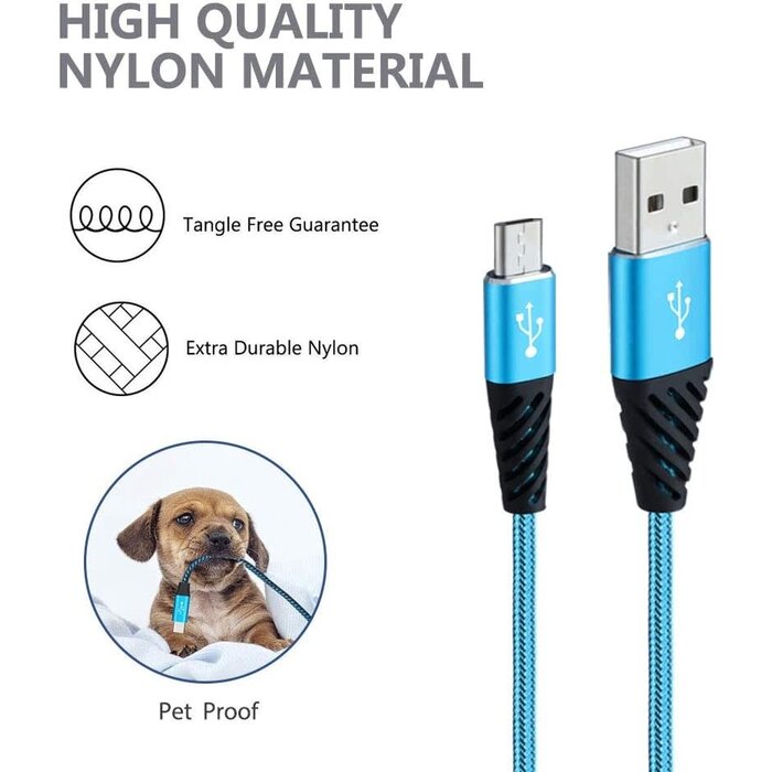 MICRO-USB-10FT - Boenoea Fast Phone Charger Android 10ft Long Micro USB Cable Braided Compatible with Samsung Galaxy J3 J7 S6 S7 Edge Note 4 5 LG BlackBerry Motorola Xbox PS4 Kindle