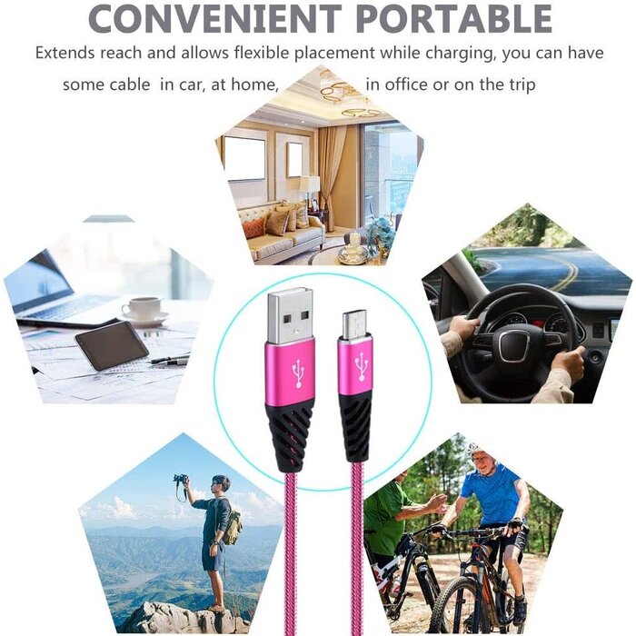 MICRO-USB-10FT - Boenoea Fast Phone Charger Android 10ft Long Micro USB Cable Braided Compatible with Samsung Galaxy J3 J7 S6 S7 Edge Note 4 5 LG BlackBerry Motorola Xbox PS4 Kindle