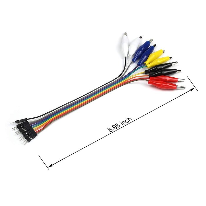 U6046-M - UCTRONICS Breadboard Alligator Clip Jumpers - Gator to Male Jumper Wires Test Lead 8 inch for Power Supply, LED Strips, Multimeters, Arduino Lilypad and Raspberry Pi