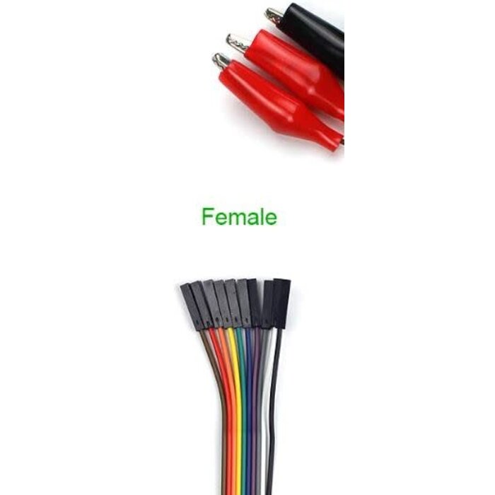 U6046-F - UCTRONICS 1 Pack 8 inch Breadboard Alligator Clip Jumpers - Gator to Female Jumper Wires Test Lead for Power Supply, LED Strips, Multimeters, Arduino Lilypad and Raspberry Pi