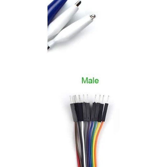 U6046-M - UCTRONICS Breadboard Alligator Clip Jumpers - Gator to Male Jumper Wires Test Lead 8 inch for Power Supply, LED Strips, Multimeters, Arduino Lilypad and Raspberry Pi