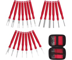 RED21 - XLWJBES Upgraded Terminal Removal Tool Kit, 21Pcs Red Electrical Pin Removal Tool Kit, Electrical Wire Connector Pin Release Tool, Automotive Terminal Release Kit for Household Devices
