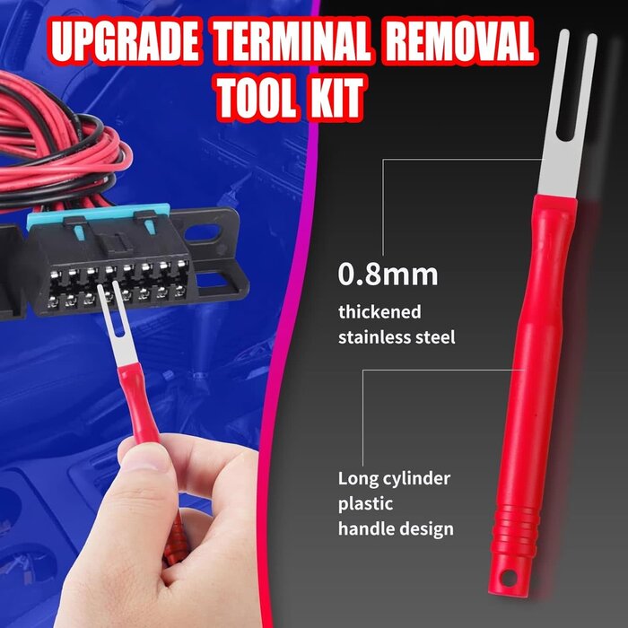 RED21 - XLWJBES Upgraded Terminal Removal Tool Kit, 21Pcs Red Electrical Pin Removal Tool Kit, Electrical Wire Connector Pin Release Tool, Automotive Terminal Release Kit for Household Devices
