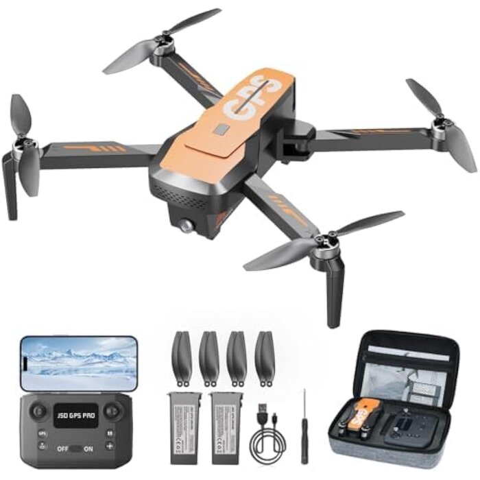 G818 - JSDOOGOO Drone with Camera for Adults 4K - GPS Drone with Auto Return, Brushless Motor, Foldable Mini RC Quadcopter for Kids Beginners with FPV Live Video, Follow Me, 2 Batteries Long Flight Time Under 249g