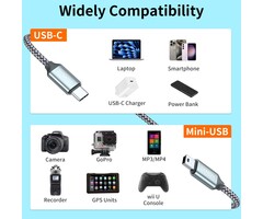 MINI-B2USB-C-3FT - JXMOX USB-C to Mini USB Cable, 3.3ft Mini USB to Type C Cable Charging Cord for GoPro Hero 3+, PS3 Controller, MP3 Player, Dash Cam, Digital Camera, GPS Receiver, PDAs and More Mini B Devices