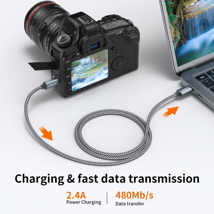 MINI-B2USB-C-3FT - JXMOX USB-C to Mini USB Cable, 3.3ft Mini USB to Type C Cable Charging Cord for GoPro Hero 3+, PS3 Controller, MP3 Player, Dash Cam, Digital Camera, GPS Receiver, PDAs and More Mini B Devices