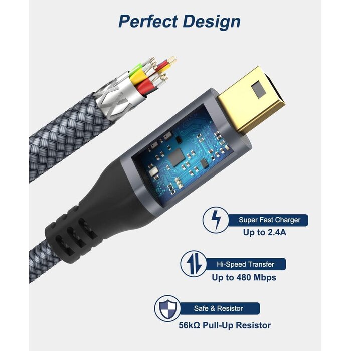 MINI-B2USB-C-10FT - AkoaDa Mini B to USB C Cable 10ft, USB C to Mini USB Cable Charging Cord for GoPro Hero 3+, PS3 Controller, MP3 Player, Yeti Microphone, Digital Camera, GPS Receiver, PDAs and More