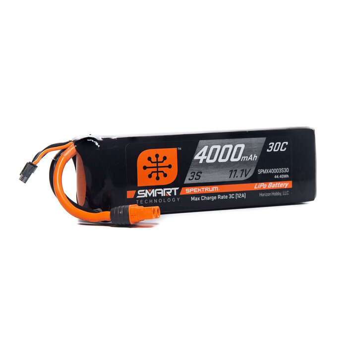 SPEKTRUM SPMX40003S30 - 11.1V 4000mAh 3S 30C Smart LiPo Battery: IC3