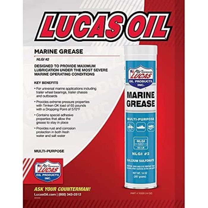 MRNE-GRSE-3OZ - Lucas Oil Marine Grease Tube, 3oz, Marine Wheel Bearing Grease, Waterproof Marine-Grade Protection Durability, Extreme Pressure Protection, Multi-Purpose for Steering Cables, Throttle and Shift Cables, 50g