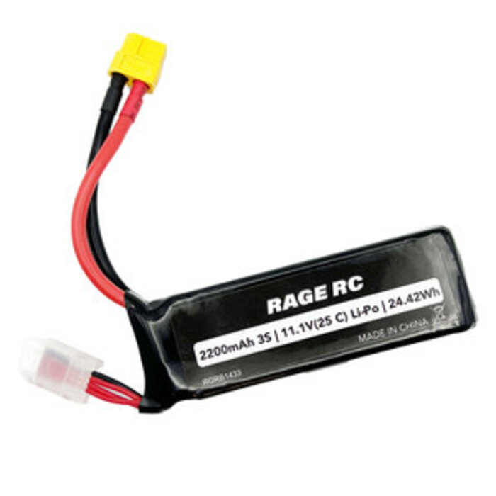 RageRC RGRB1433 - 11.1V 3S 2200mAh Lipo with XT60 Connector; Black Marlin EX Brushless