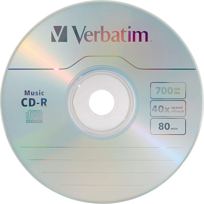 Verbatim 71310 - Verbatim CD-R Blank Discs 700MB 80 Minutes 52x Recordable Disc for Data and Music - 50 Pack Spindle, Silver