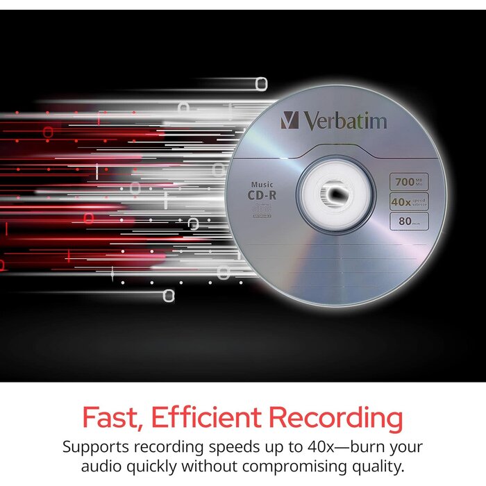 Verbatim 71310 - Verbatim CD-R Blank Discs 700MB 80 Minutes 52x Recordable Disc for Data and Music - 50 Pack Spindle, Silver