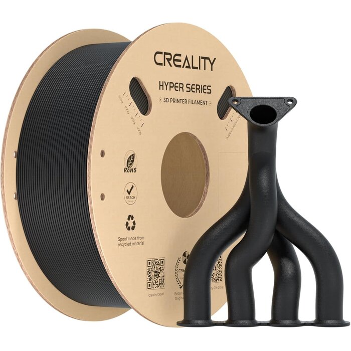 Creality HYPER-PLA-CF-BLK - Creality Black 3D Printer Filament PLA Carbon Fiber Filament 1.75mm for K1C, Hyper PLA-CF for High Speed 50-300mm/s, 1kg(2.2lbs)/Spool, Dimensional Accuracy +/- 0.03 mm (Black)