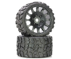 Power Hobby PHBPHT1141S - Raptor Belted Monster Truck Wheels/Tires (pr.), Pre-mounted, Sport Medium Compound 17mm Hex